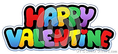 Happy Valentine cartoon sign Vector Illustration