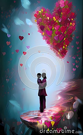 Happy Valentine Day Cartoon Illustration