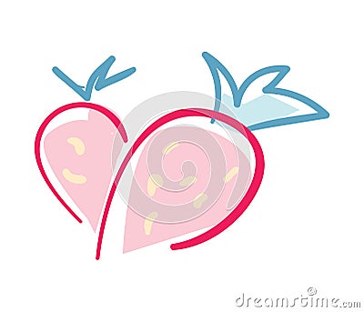 Happy valentine day icon with strawberry Vector Illustration