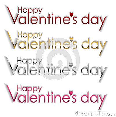 Happy Valentine Day multicolored Lettering and Heart Vector Illustration