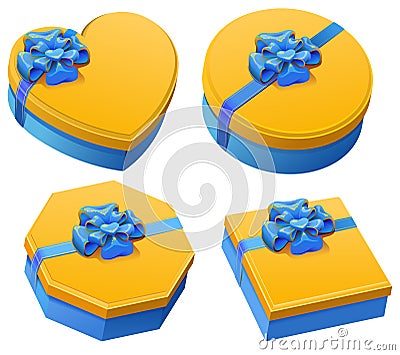 Happy valentine day ukraine. Set box ukrainian flag color Cartoon Illustration