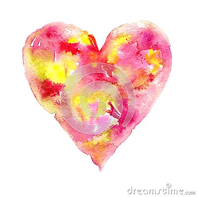 Happy Valentine Day! Watercolor painted heart, element for your lovely design.Watercolor illustration for your card or poster Cartoon Illustration