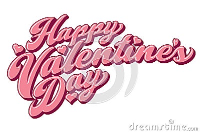 Happy Valentine`s Day Bold Script Vector Illustration
