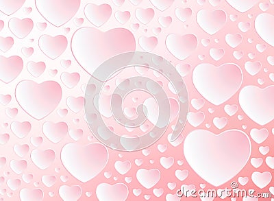 Happy Valentine`s day card with pattern hearts pink on light pink background Vector Illustration