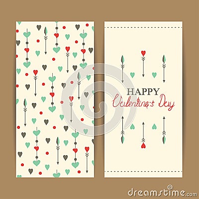 Happy valentine's day cards with hearts Vector Illustration