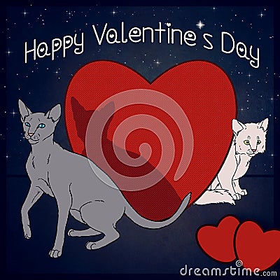 Happy Valentine`s Day - Cats collection Stock Photo