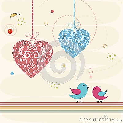 Happy Valentines Day celebration with cute love bird. Stock Photo