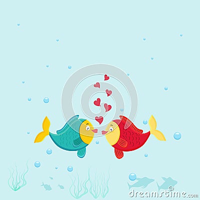 Happy Valentines Day celebrations with fish. Stock Photo