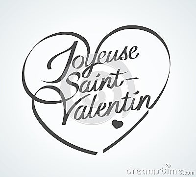 Happy Valentine`s Day in French : Joyeuse St-Valentin Cartoon Illustration