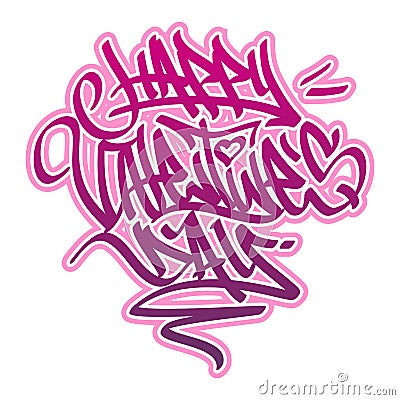 Happy ValentineÂ´s Day Graffiti. Vector Illustration