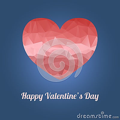 Happy Valentine`s Day greeting card with heart and text Vector Illustration