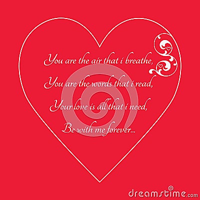 Happy Valentine`s Day Greeting Card on red background. Vector Illustration