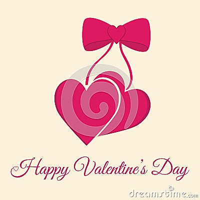 Happy Valentine`s Day Greeting Card on white background. Vector Illustration