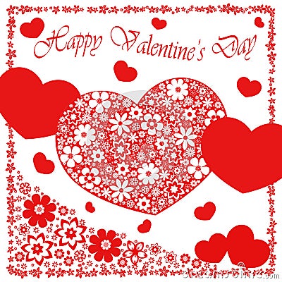 Happy valentine`s day - heart flowers collection Stock Photo