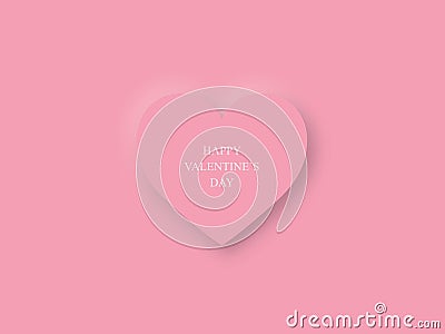 Happy valentine`s day icon, one 3D pink heart symbol, icon. Vector illustration Cartoon Illustration