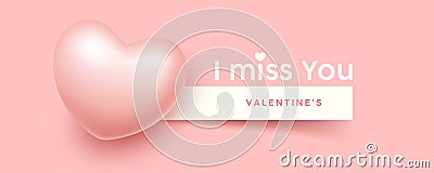 Happy Valentine`s day, pink heart, white paper space design on pink background Vector Illustration