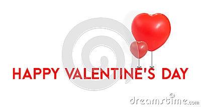 Happy Valentine's Day with red balloon heart shape tie at type,L Stock Photo