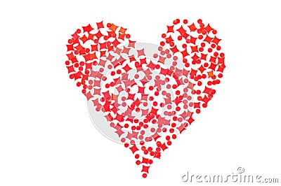 Happy Valentine's Day! Red heart made of small peaces of plastic Stock Photo