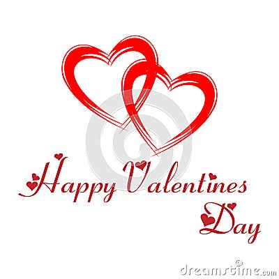 Happy Valentines day wordings with abstract two hearts crossed Vector Illustration