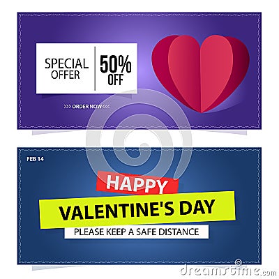 Happy Valentine's Day sale banners. Valentine's day sale banners collection Vector Illustration