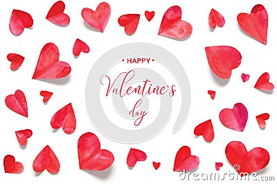 Valentine`s Day greeting card. Watercolor hearts Stock Photo