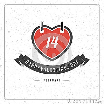 Happy Valentine's Day Vintage Greetings Card Design Stock Photo