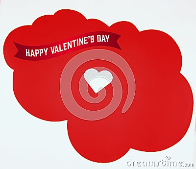 Happy valentine`s day, with white heart on red cloud background Stock Photo