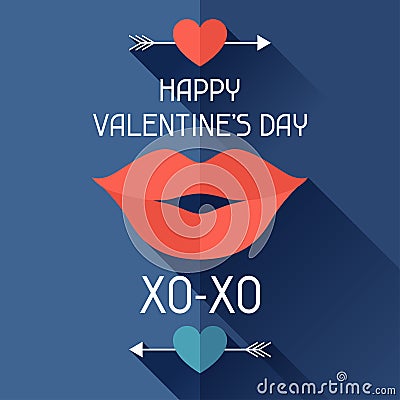 Happy Valentine's illustration in flat style Vector Illustration