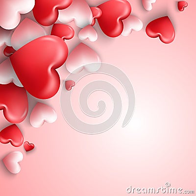 Happy valentines day background with hearts balloon in pink background Vector Illustration