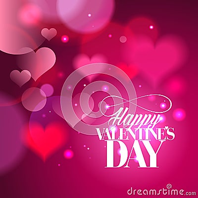 Happy Valentines day calligraphy design with hearts. Vector Illustration