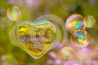 Happy Valentines Day card, soap bubble Stock Photo