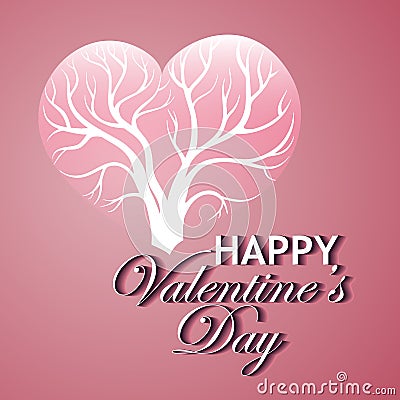 Happy Valentines Day. Card with tree of love Vector Illustration