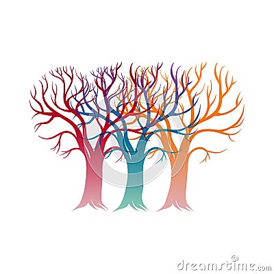 Happy Valentines Day. Card with tree of love Vector Illustration