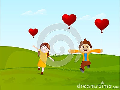 Happy Valentines Day celebration with kids. Stock Photo