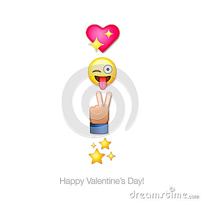 Happy Valentines day emoticon icons, Love emoji Vector Illustration