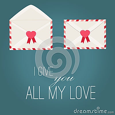 Happy Valentines Day Envelope with Paper Hearts. Stock Photo