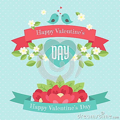 Happy valentines day greeting banners Vector Illustration