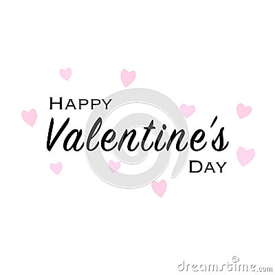 Happy Valentines Day greeting card with black font and pink heart Vector Illustration