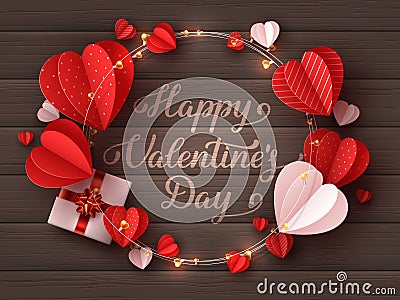 Happy Valentines day greeting card. Vector Illustration