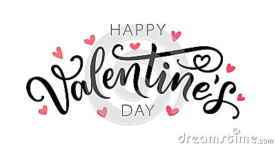 Happy Valentines Day hand drawn text greeting card. Vector illustration. Vector Illustration