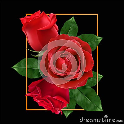 Happy Valentines Day. Greeting card with realistic of red rose, Typography design for print cards, banner, poster. Vector Eps.10 Vector Illustration
