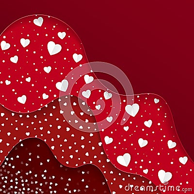 Happy Valentines Day greeting card. Red Layers with different Decorative Elements. Romantic Weeding Design. Vector Illustration