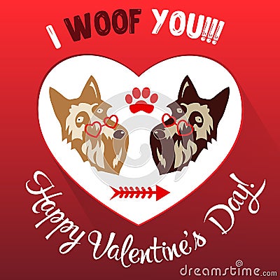 Happy Valentines Day Greeting card vector illustration. Vector Illustration