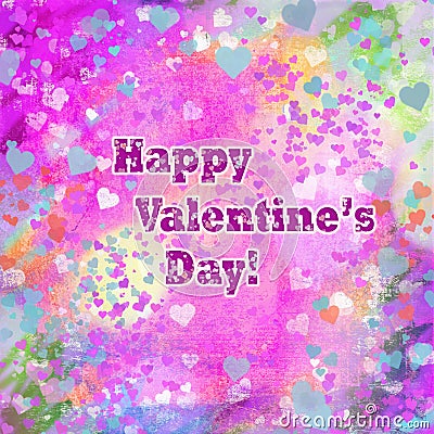 Happy Valentines Day grunge hearts abstract background Stock Photo