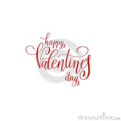 happy valentines day handwritten red lettering holiday logo desi Vector Illustration