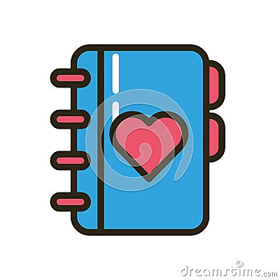 Happy valentines day heart in diary Vector Illustration
