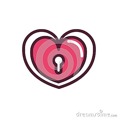 Happy valentines day heart keyhole love romantic feeling icon Vector Illustration