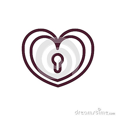 Happy valentines day heart keyhole love romantic feeling icon thick line Vector Illustration