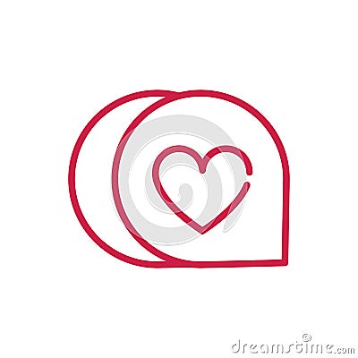 Happy valentines day heart love button icon red line design Vector Illustration