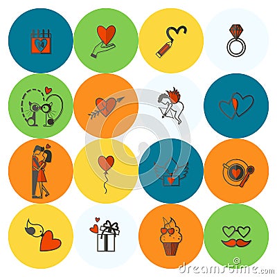 Happy Valentines Day Icons Vector Illustration